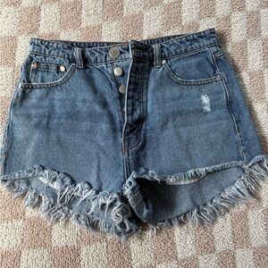 Denim Frayed Hem Women's Shorts